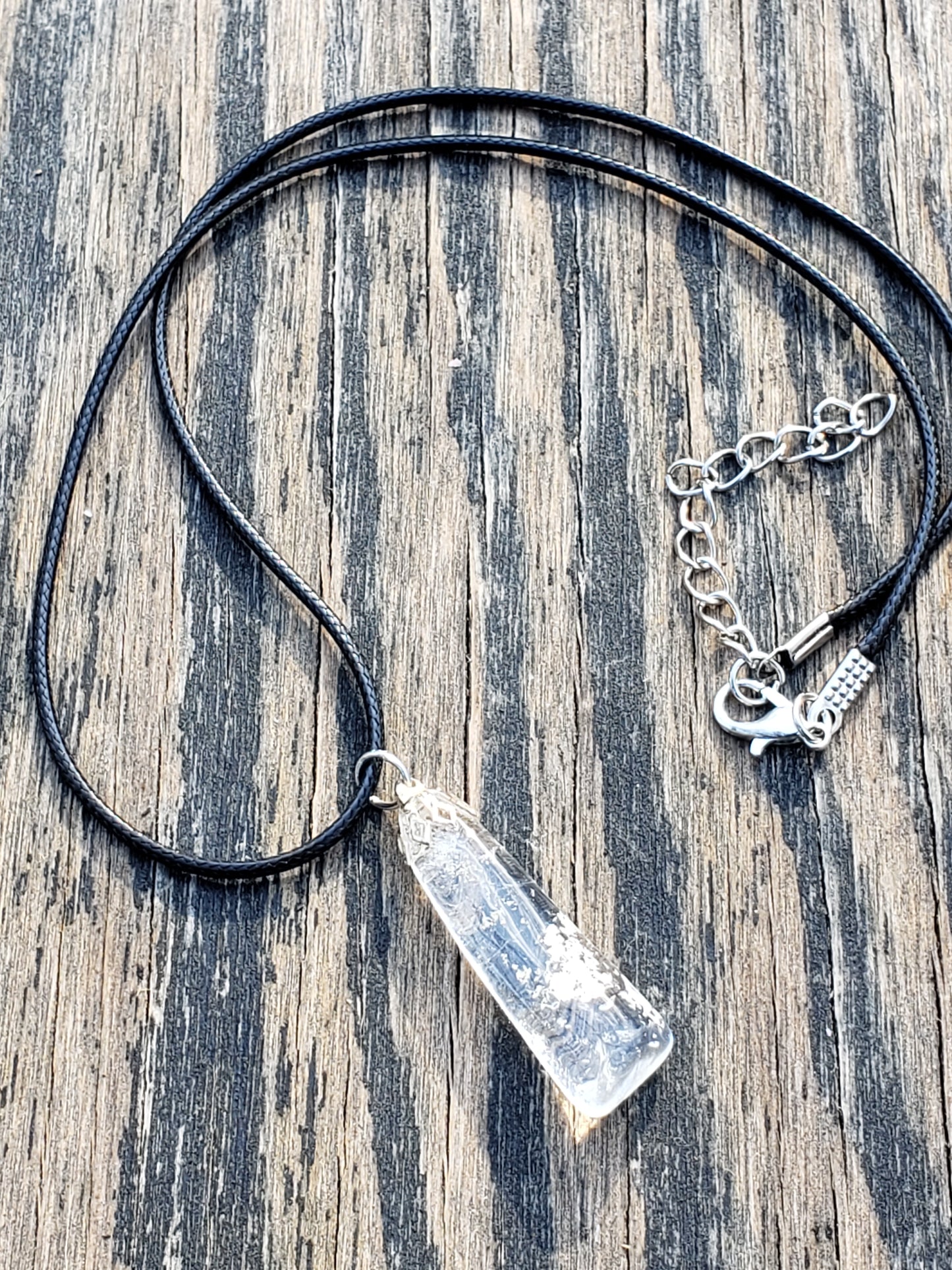 Clear Quartz Crystal Necklace, Self Tumbled Item JL39