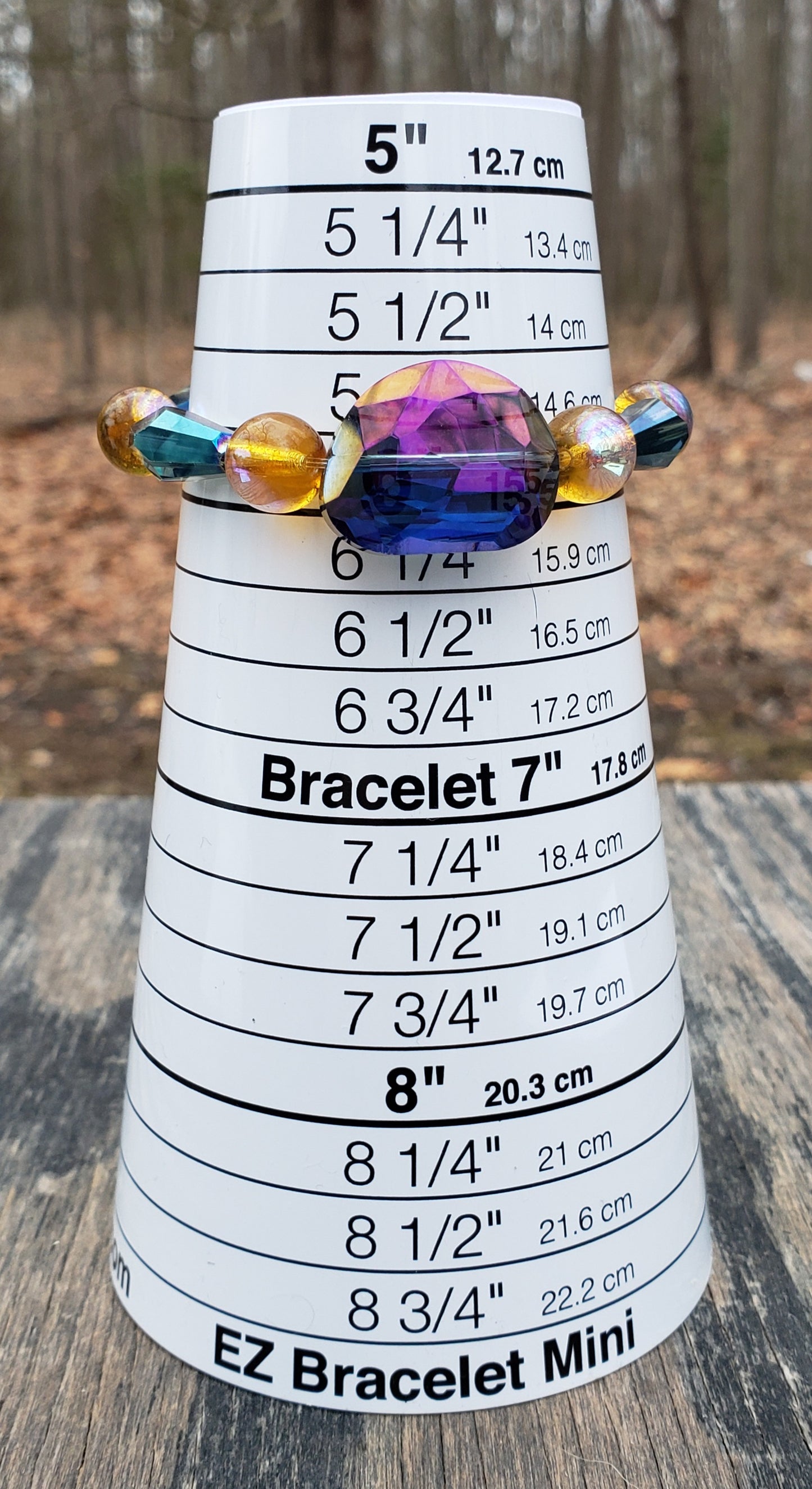 Gorgeous Amber Purple and Blue Color Glass Beaded Stretch Bracelet JL19