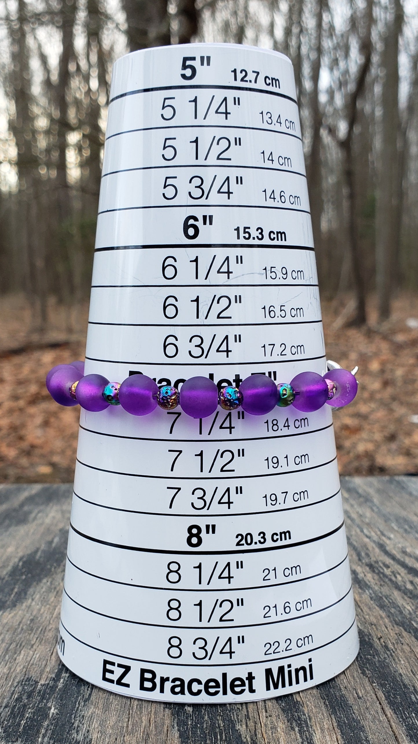 Purple Frosted Glass Bracelet with Lava Rock Beads JL15