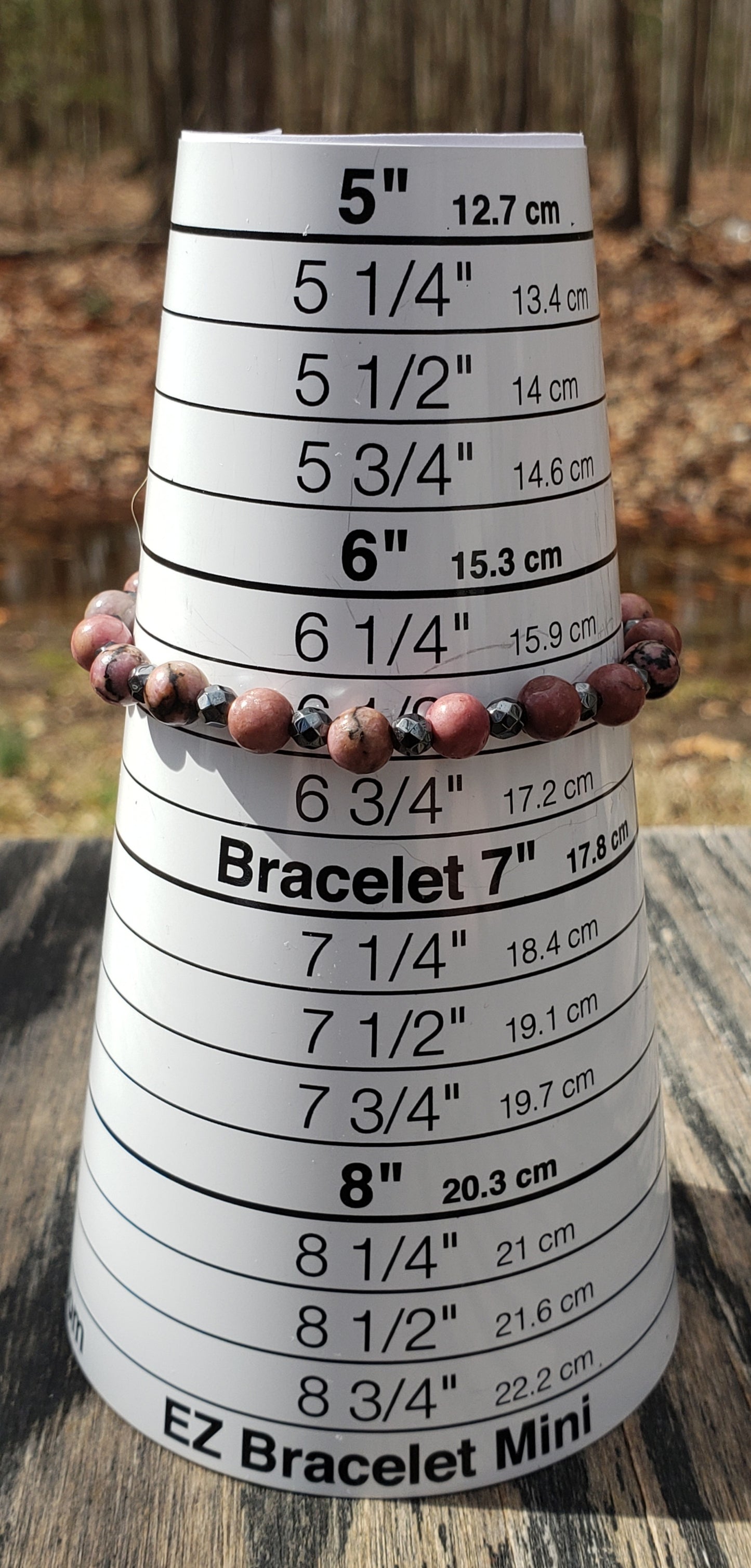 Rhodonite and Hematine Stretch Bracelet Item JL23
