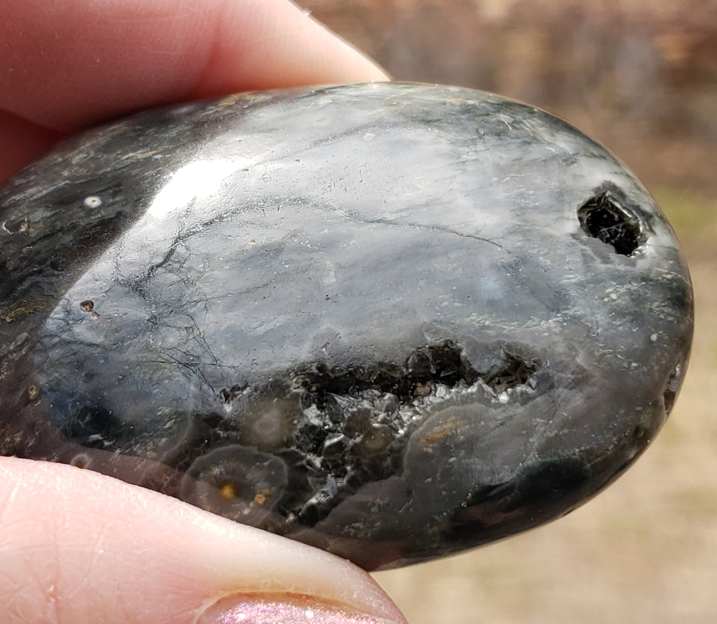Ocean Jasper Palm Stone PS08 Orbicular Jasper