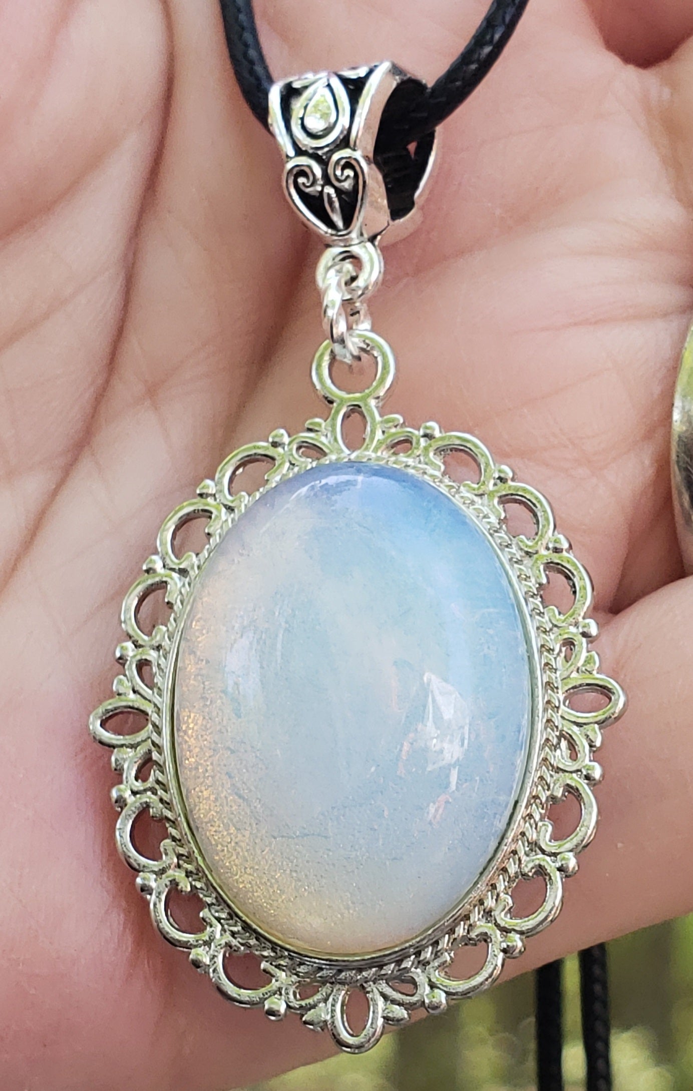 Vintage Style Opalite Necklace 25x18mm Item JL208