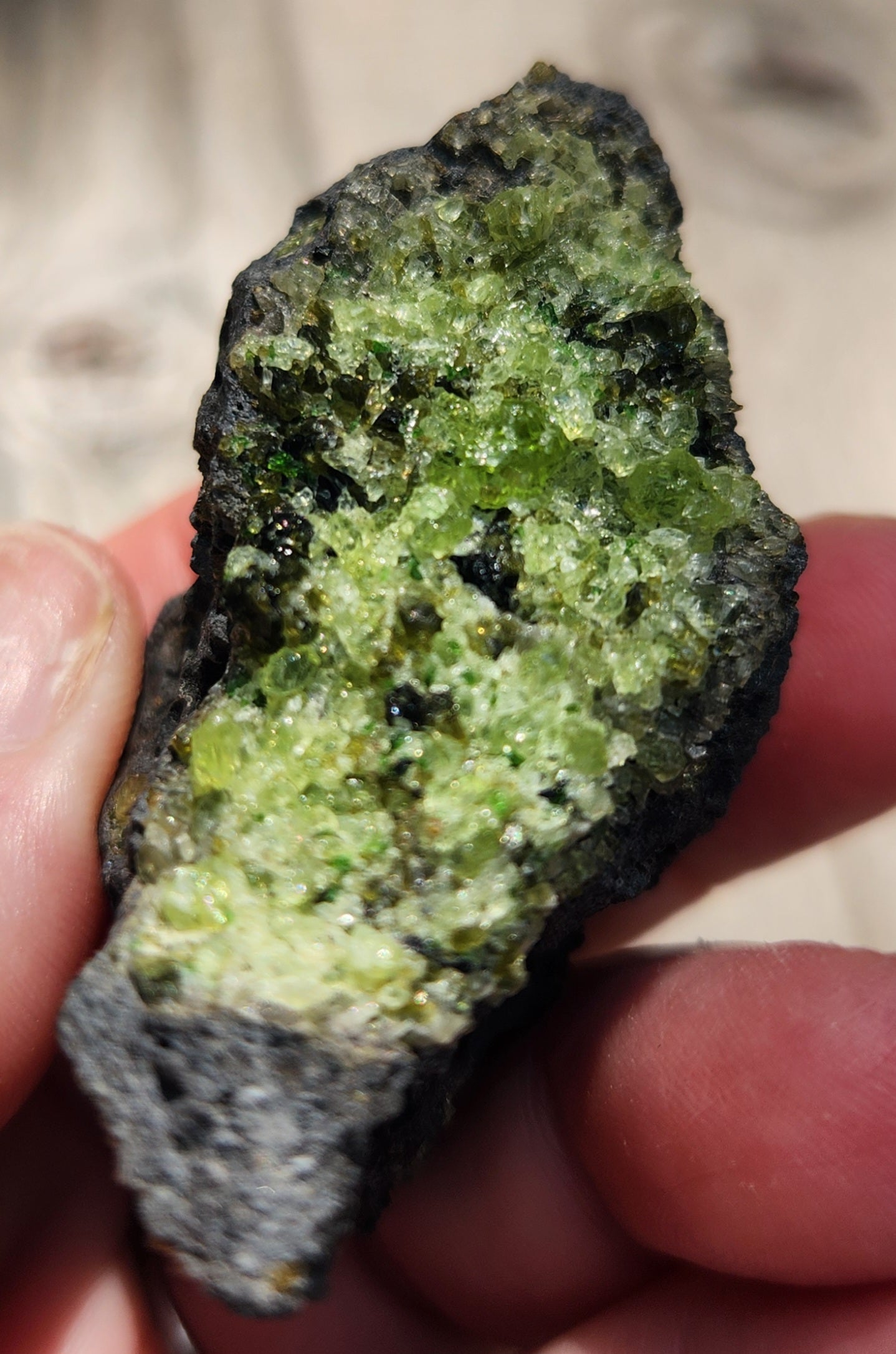 Peridot Olivine on Basalt Specimen ItemSP374