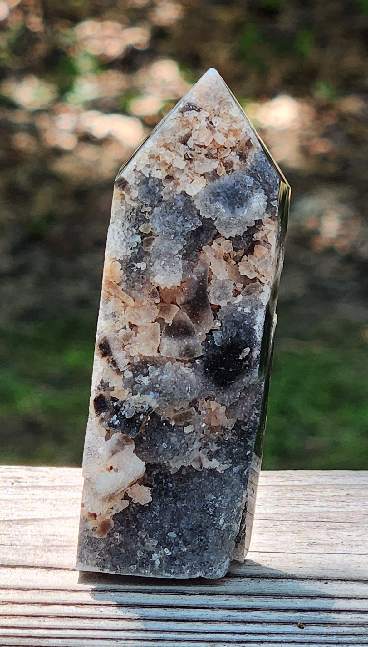 Black Sphalerite Druzy Tower Obelisk Item TW422