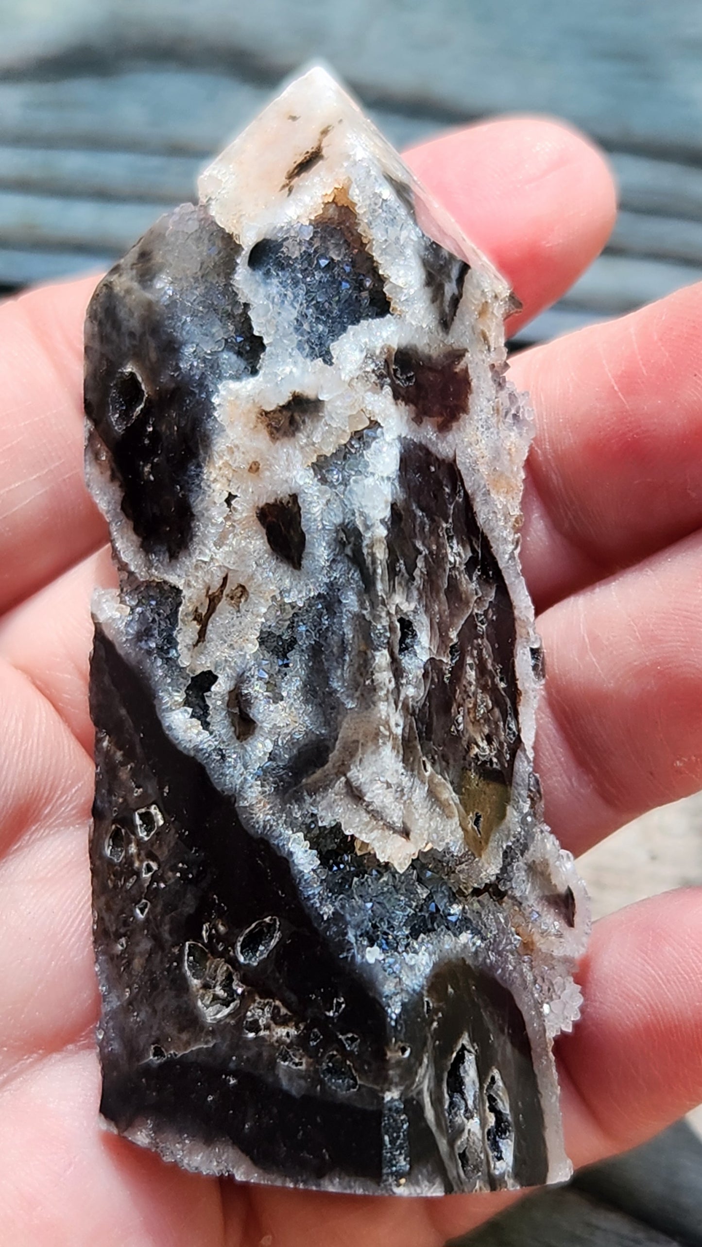 Black Sphalerite Druzy Tower Obelisk Item TW422