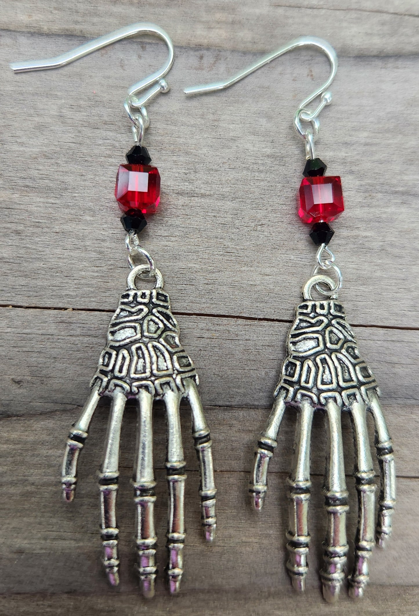Skeleton Hand Sterling Silver Earrings Item JL448