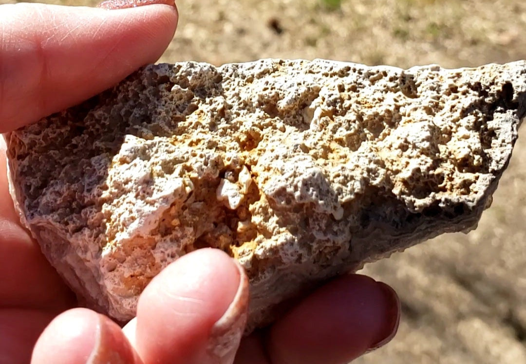 Quartz Crystal Druzy Druse on Lace Agate, Missouri, Orange Champagne Color DR46