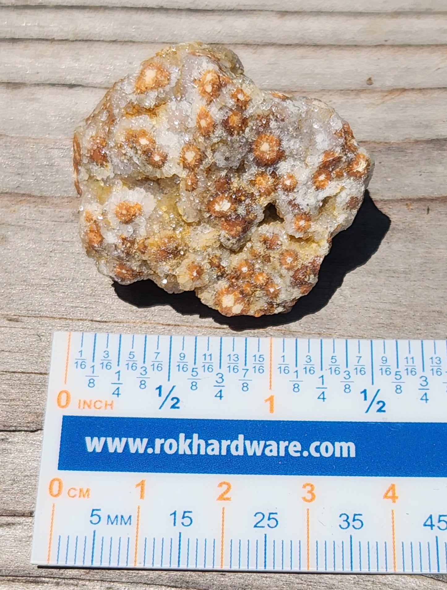 Ocean Jasper druzy showing micro-crystals ruler
