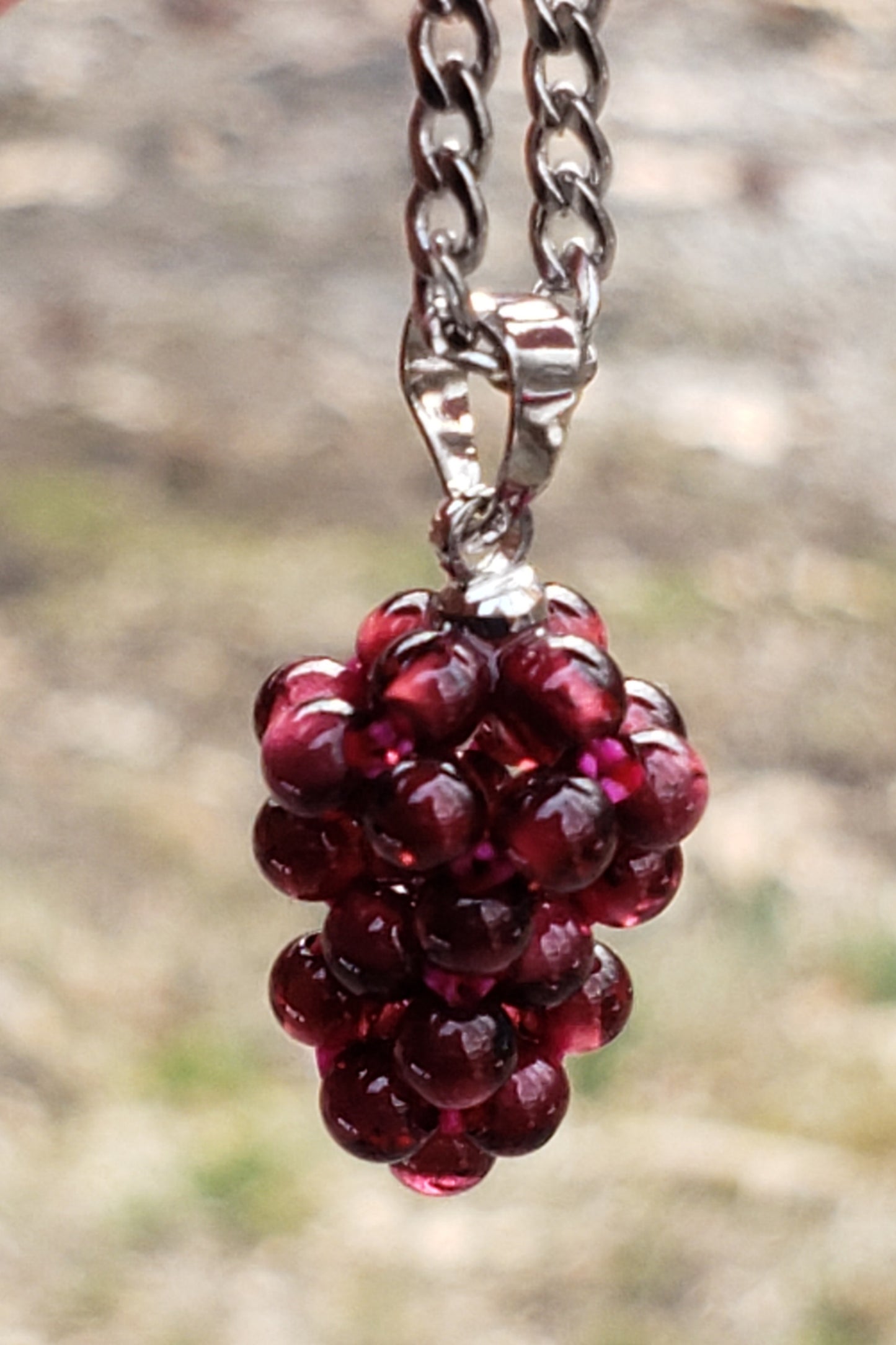 Garnet Cluster of Grapes Necklace JL26