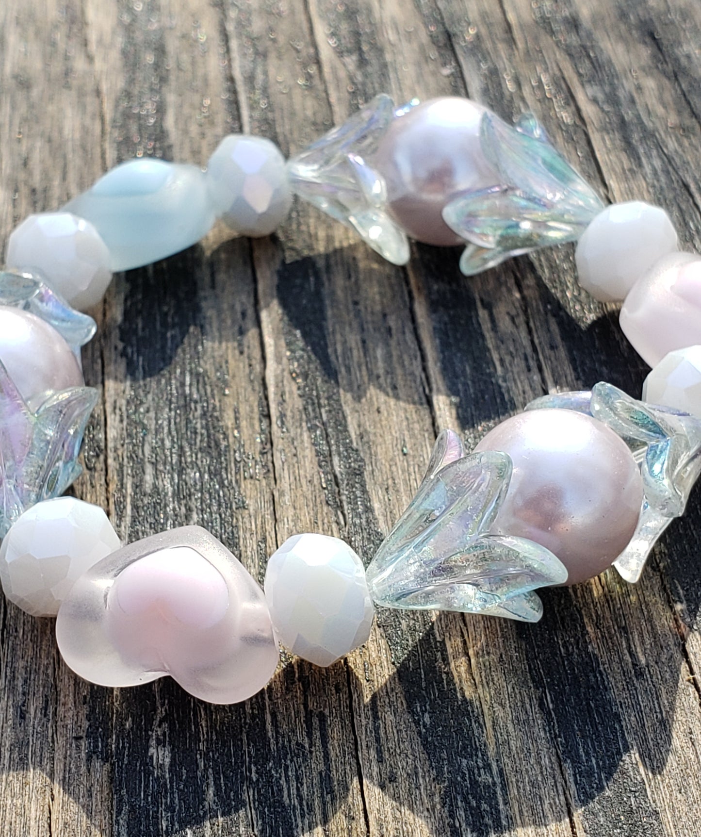 Pastel Heart and Flower Stretch Bracelet Item JL33