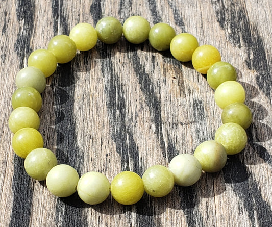 Olive Jade Serpentine Stretch Bracelet JL22