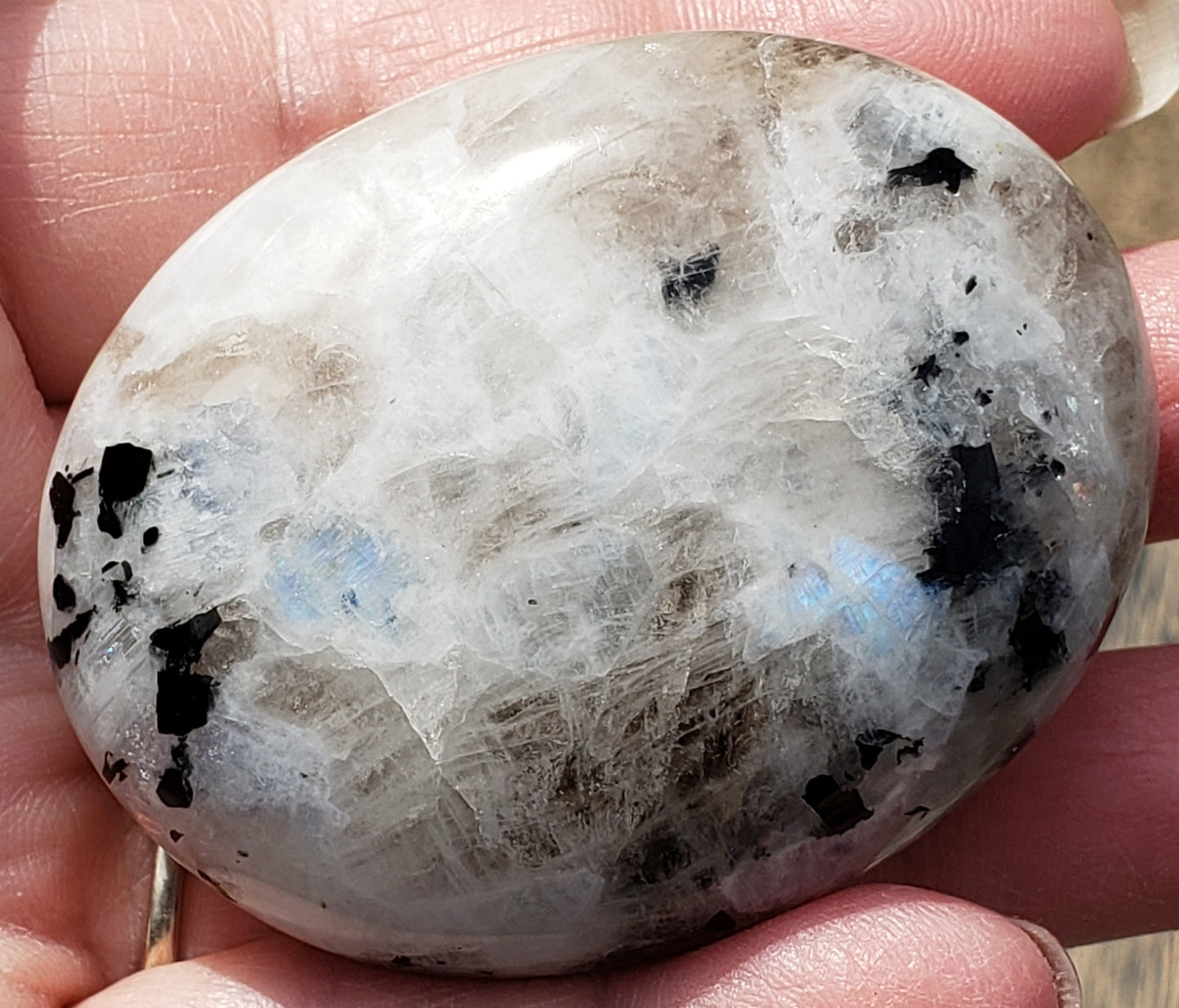 Rainbow Moonstone Palm Stone PS06
