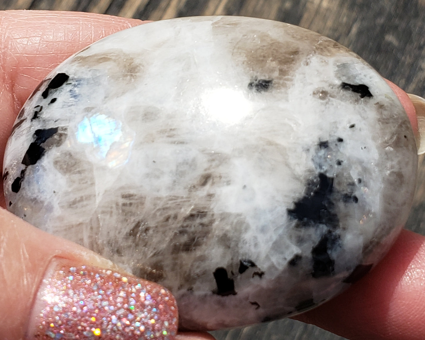 Rainbow Moonstone Palm Stone PS06