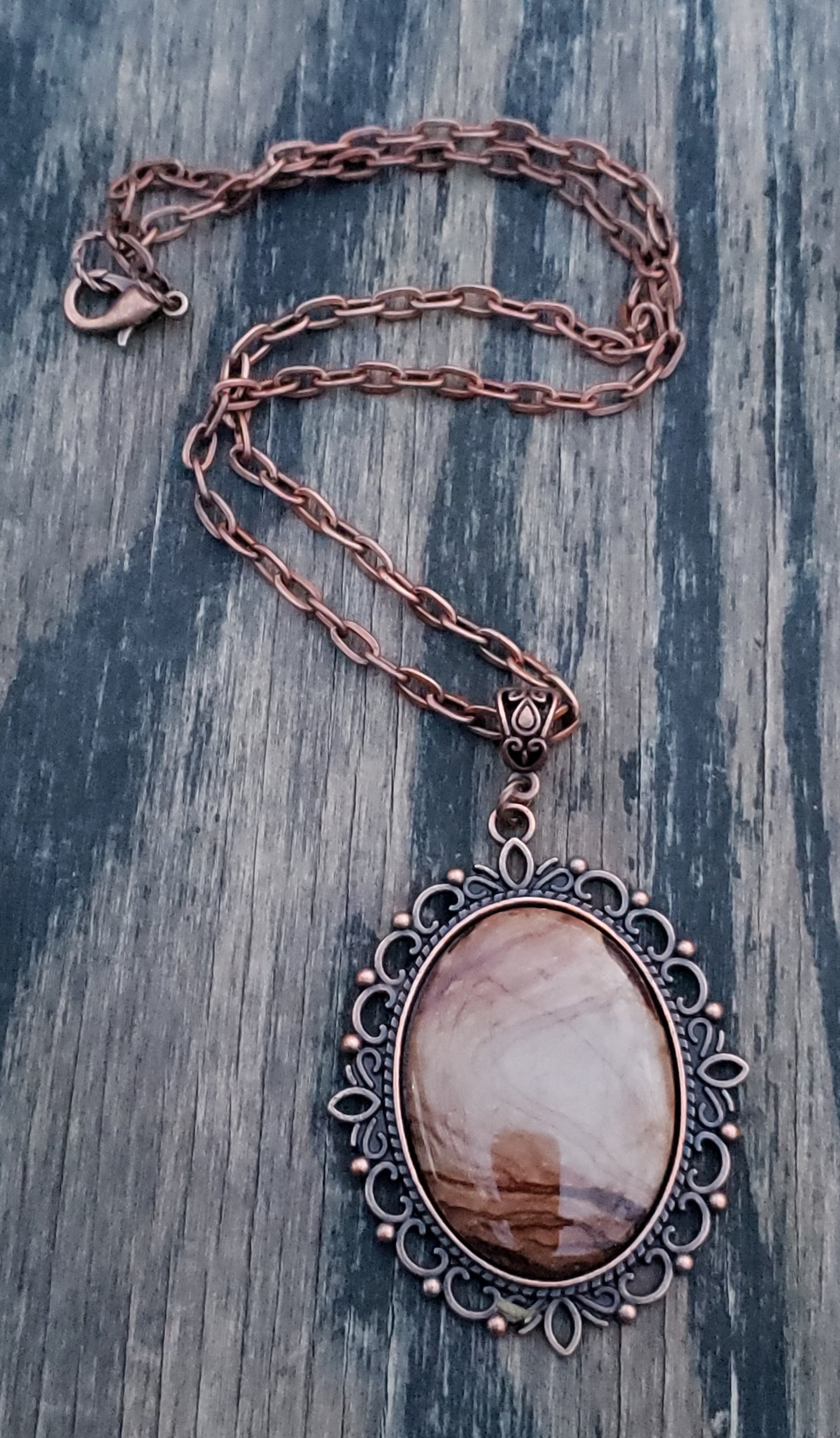 Biggs Jasper and Red Copper Necklace 40x30mm Item JL101