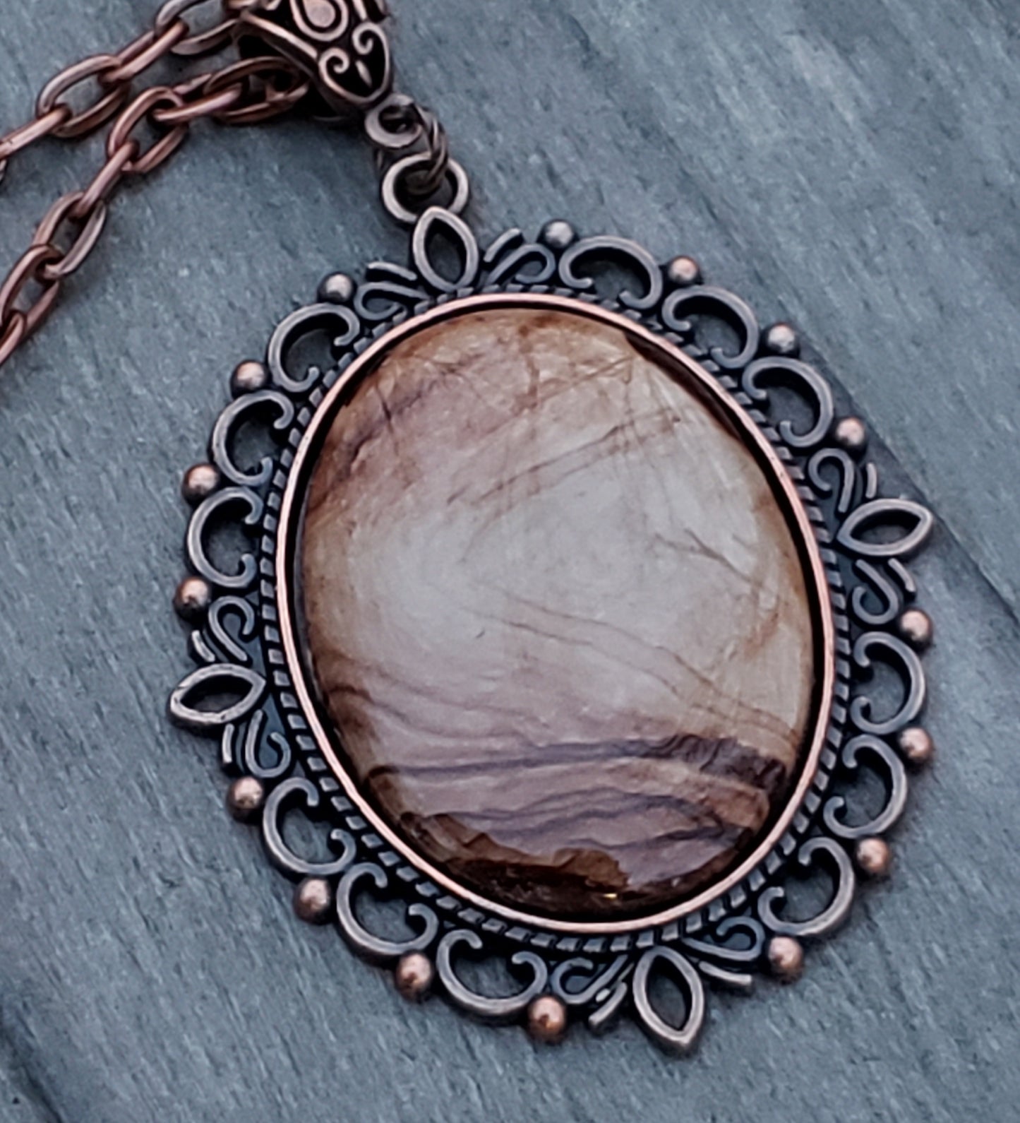 Biggs Jasper and Red Copper Necklace 40x30mm Item JL101