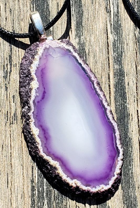 Purple Agate Slice Necklace Item JL138