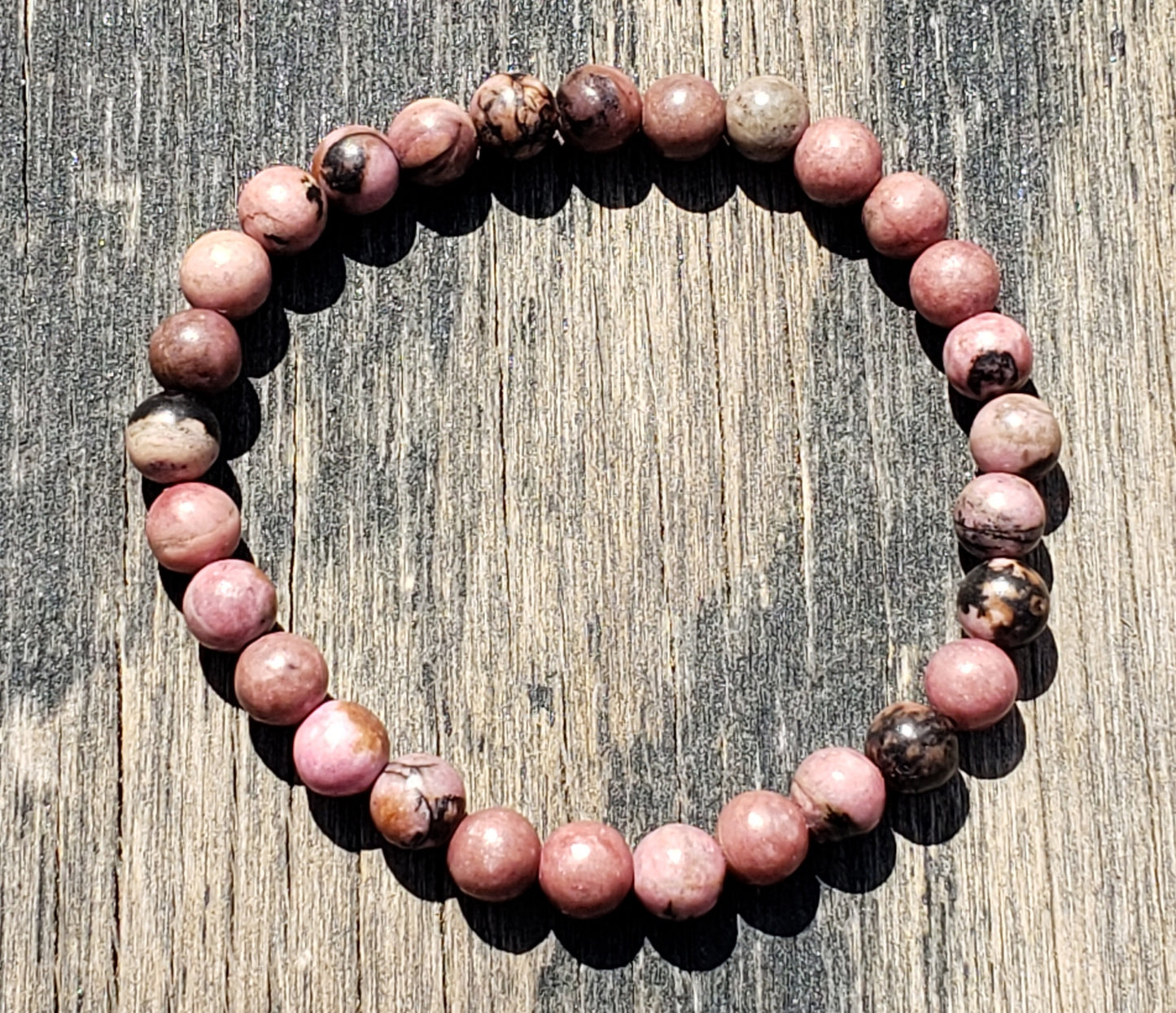 Rhodonite Stretch Bracelet 6mm Beads Item JL95
