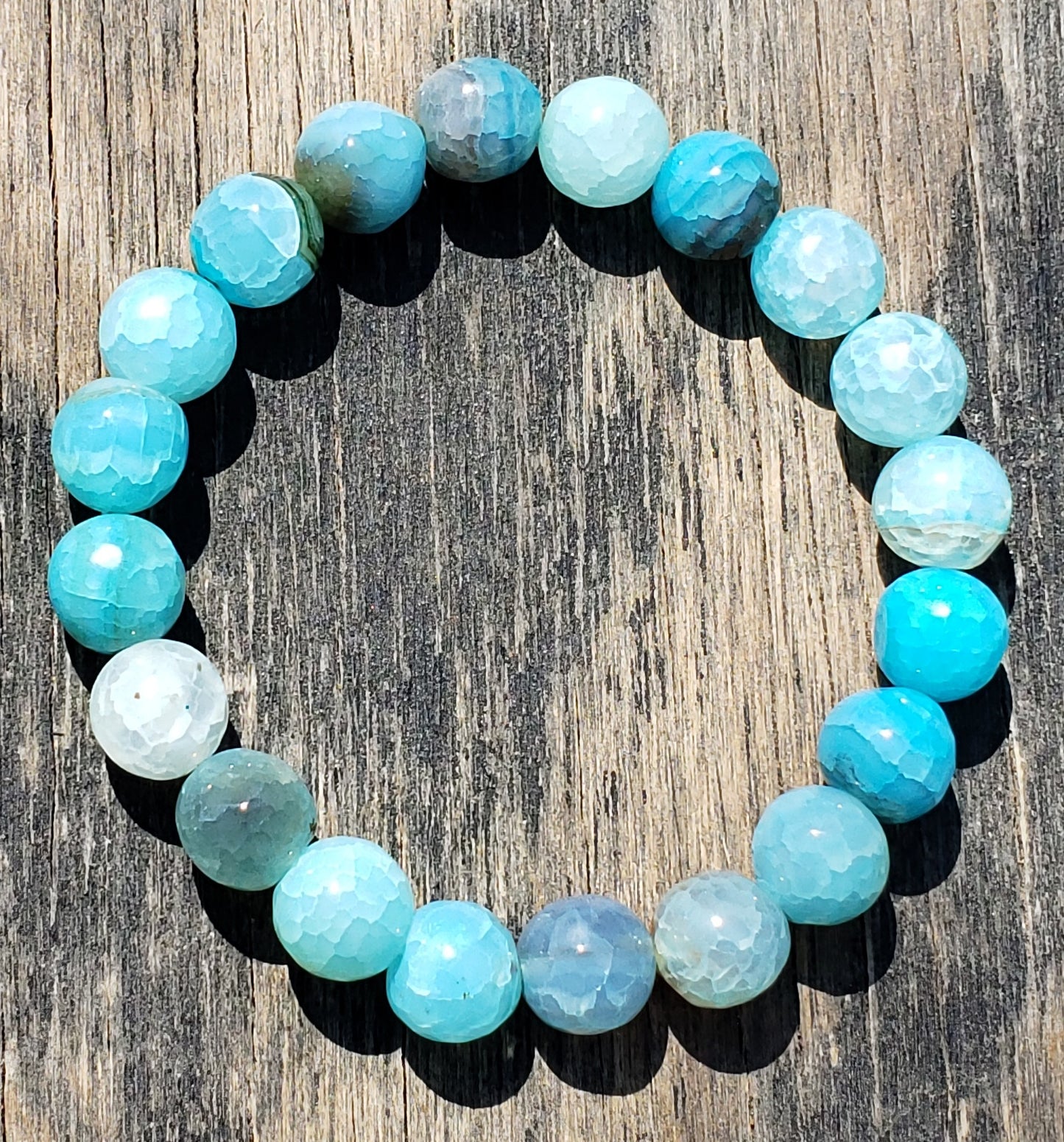 Aqua Color Agate Stretch Bracelet 10mm Beads Item JL90