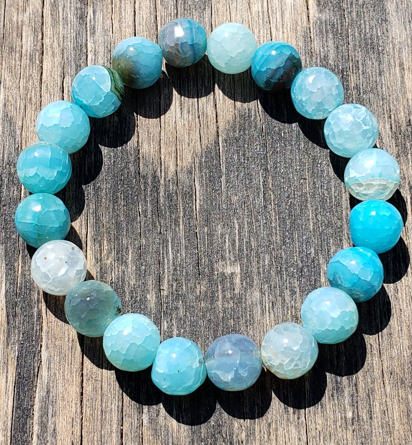 Aqua Color Agate Stretch Bracelet 10mm Beads Item JL90