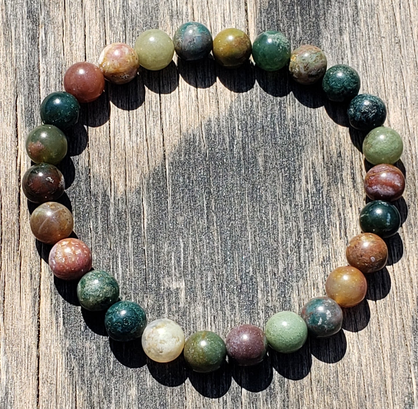 Indian Agate Stretch Bracelet Mens Size Item JL97