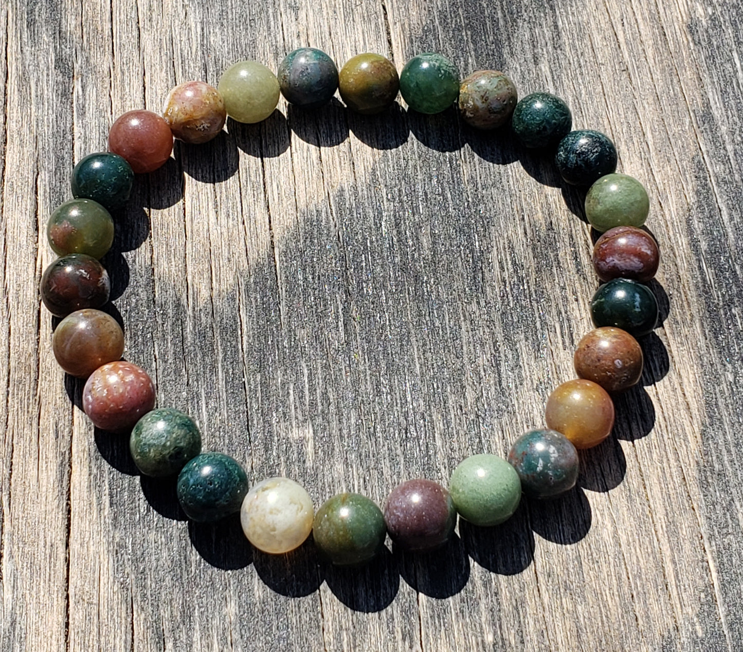 Indian Agate Stretch Bracelet Mens Size Item JL97