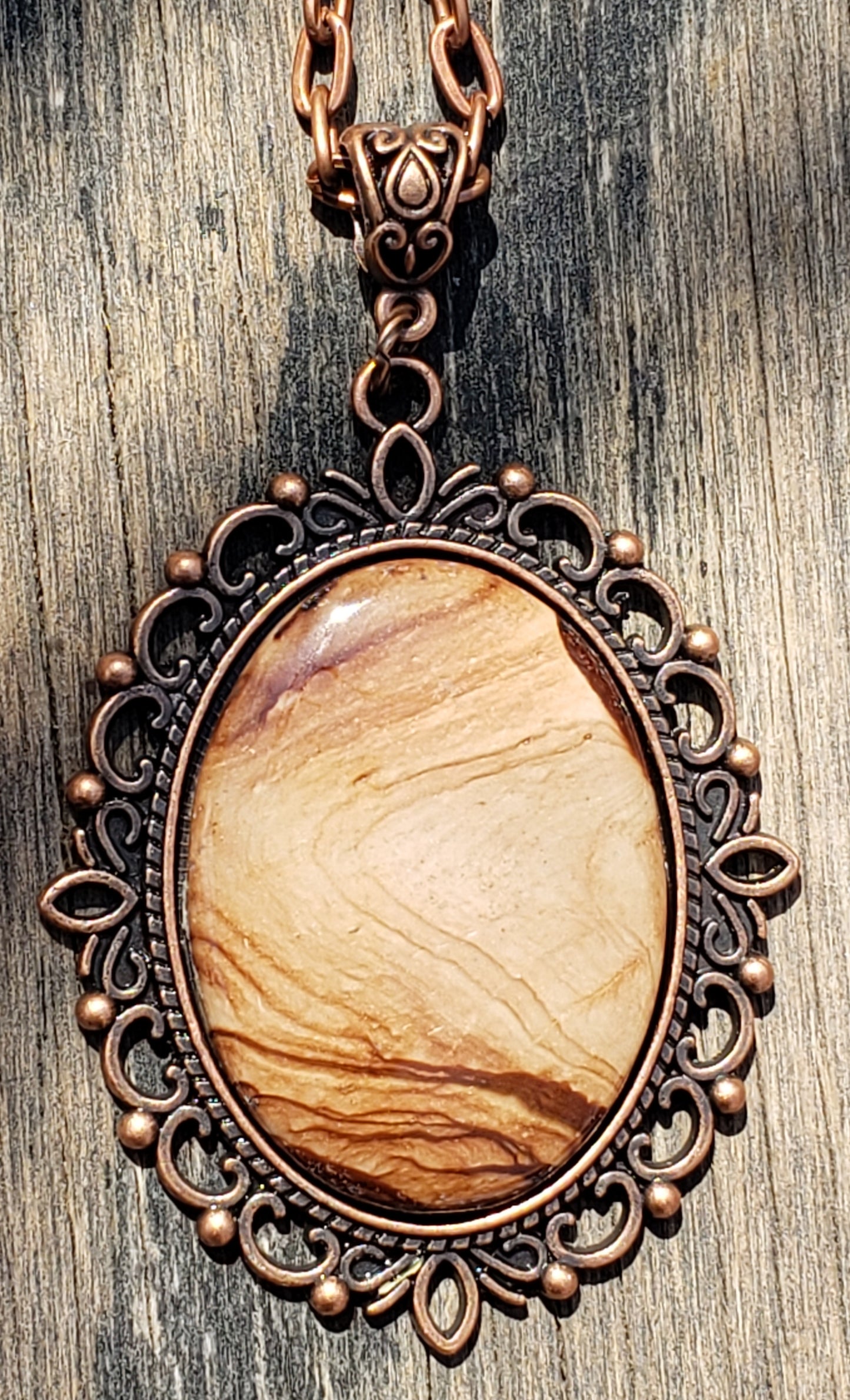 Biggs Jasper and Red Copper Necklace 40x30mm Item JL101