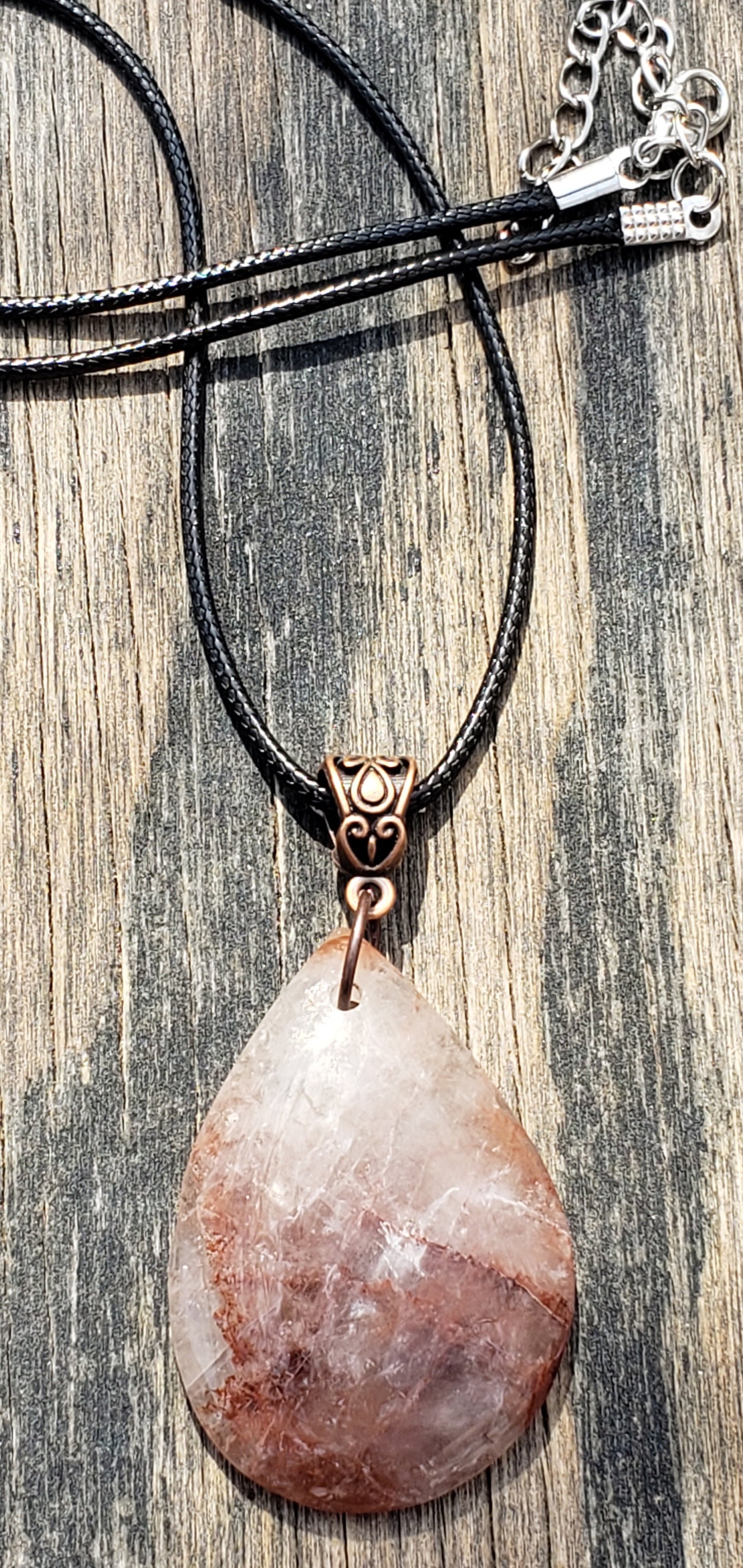 Ferruginous Quartz Iron Quartz Fire Quartz Teardrop Necklace Item JL109