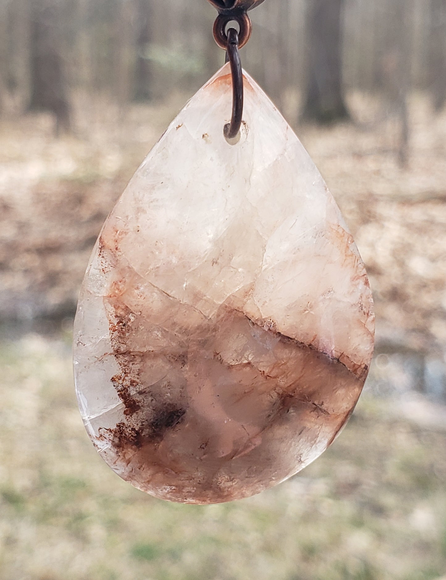 Ferruginous Quartz Iron Quartz Fire Quartz Teardrop Necklace Item JL109