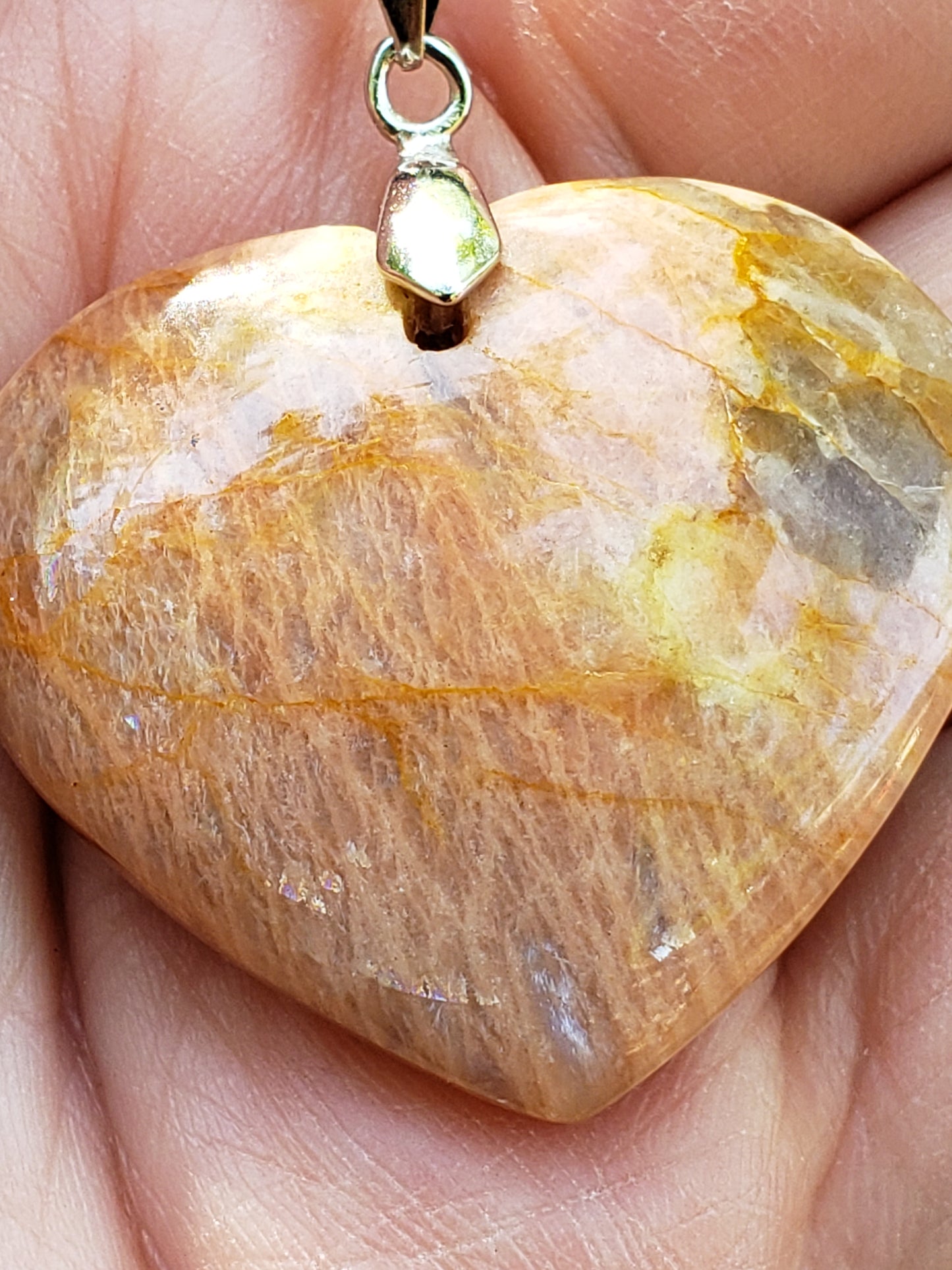Peach Moonstone Heart Necklace Item JL216