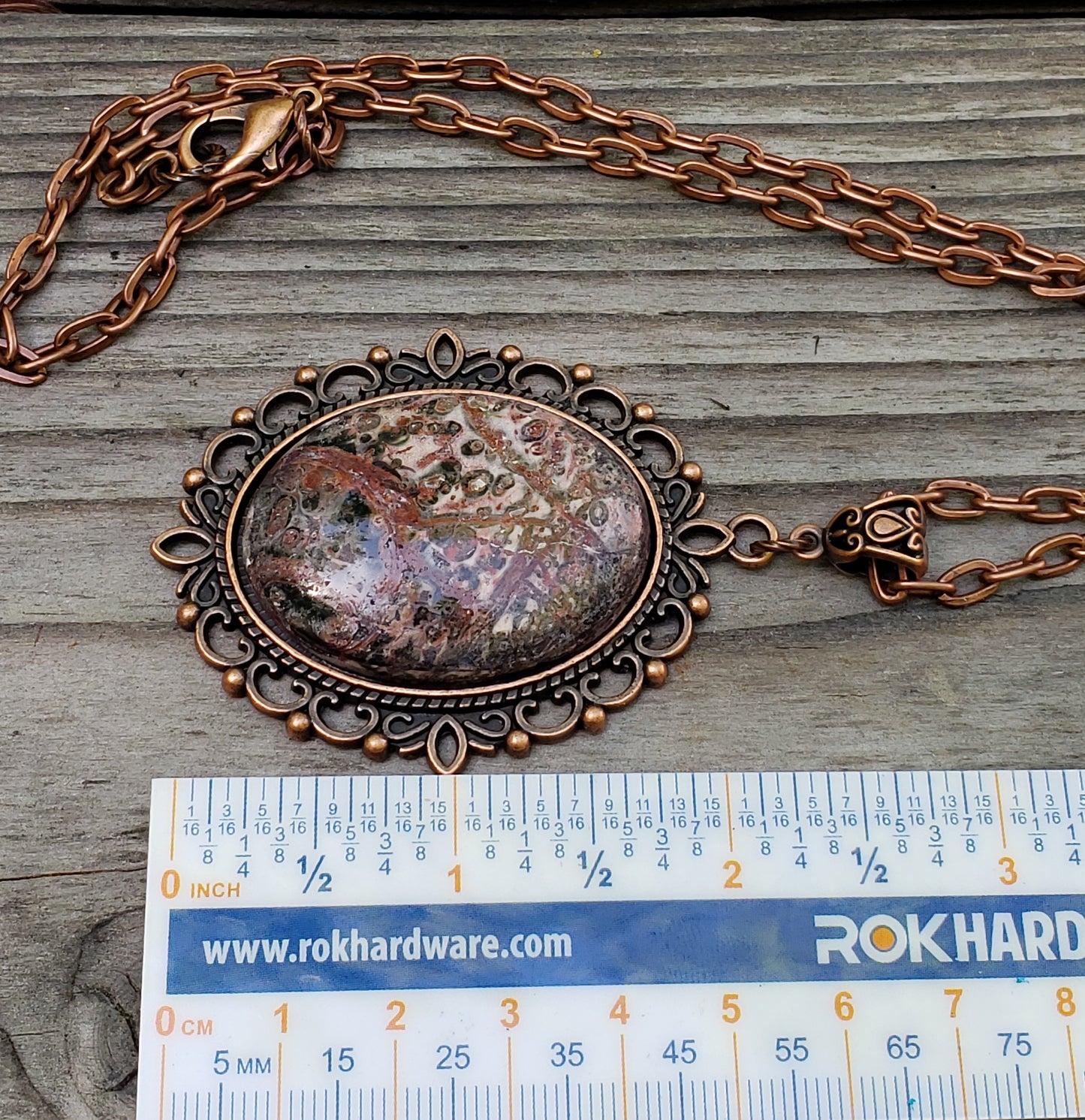 Red Leopardskin Jasper Red Copper Necklace 40x30mm Item JL207