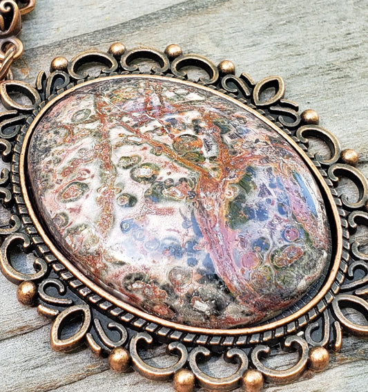 Red Leopardskin Jasper Red Copper Necklace 40x30mm Item JL207