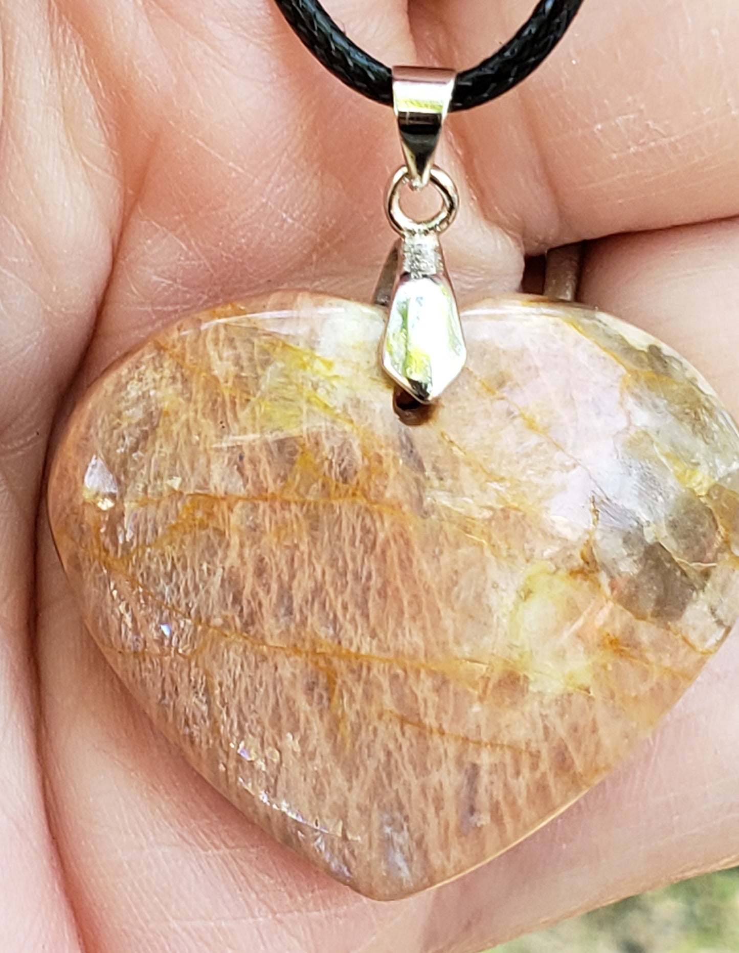 Peach Moonstone Heart Necklace Item JL216
