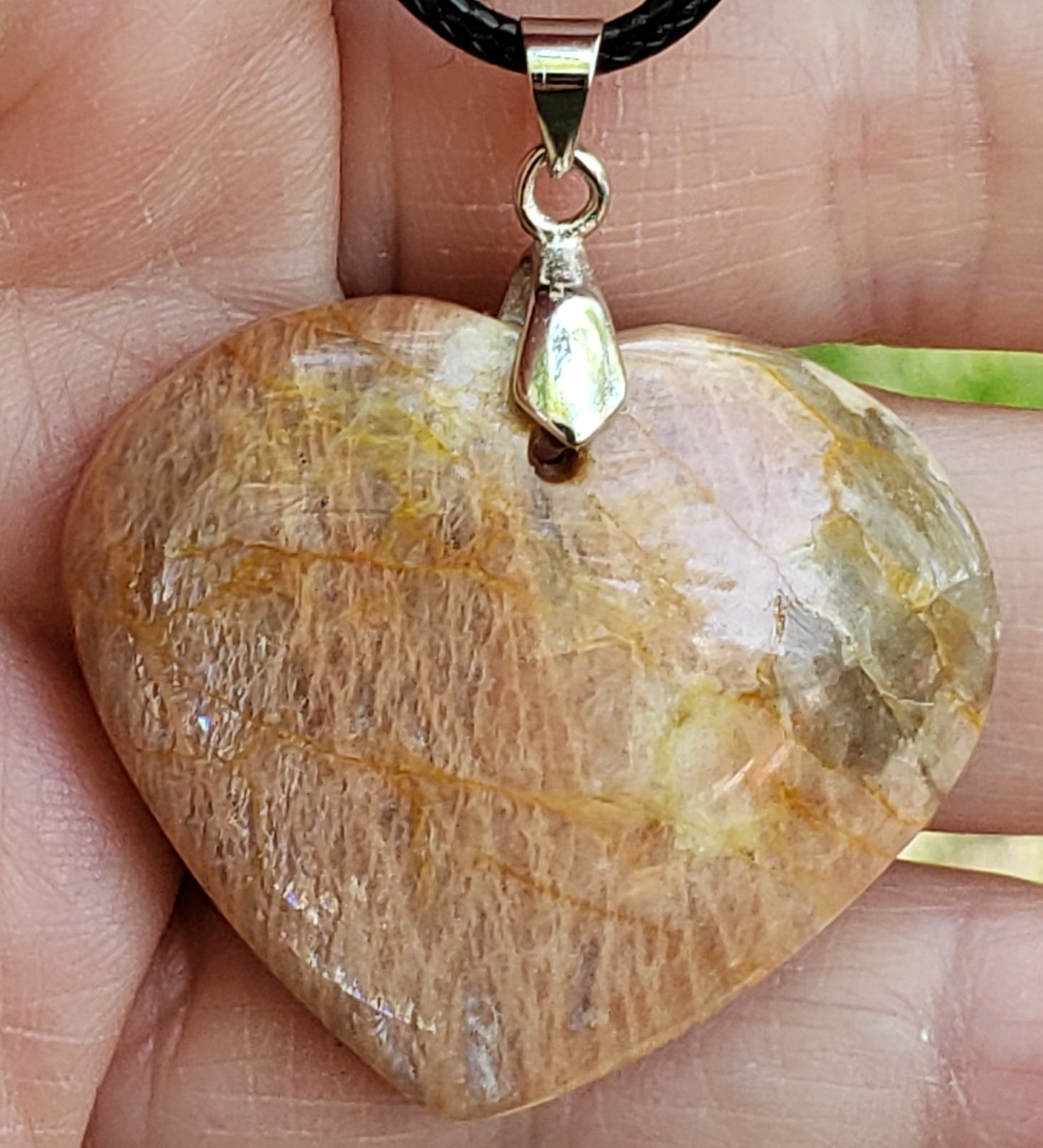 Peach Moonstone Heart Necklace Item JL216