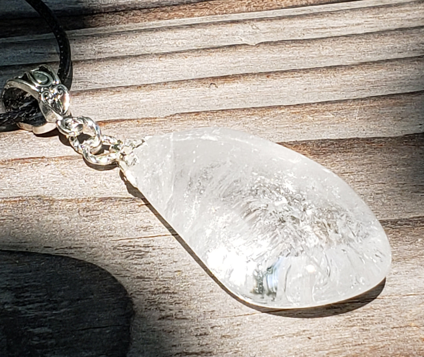 Clear Quartz Crystal Necklace, Self Tumbled Item JL215