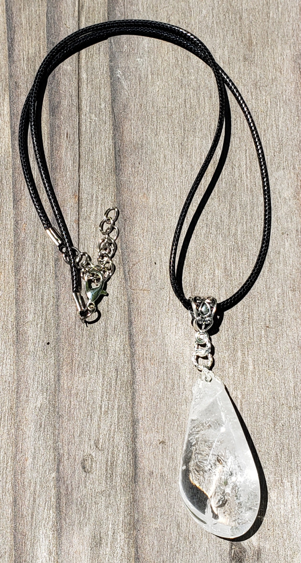 Clear Quartz Crystal Necklace, Self Tumbled Item JL215
