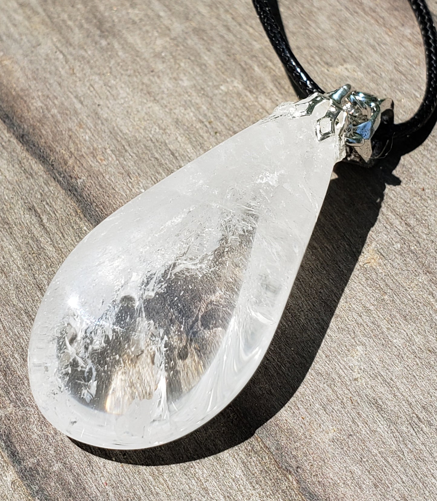 Clear Quartz Crystal Necklace, Self Tumbled Item JL215