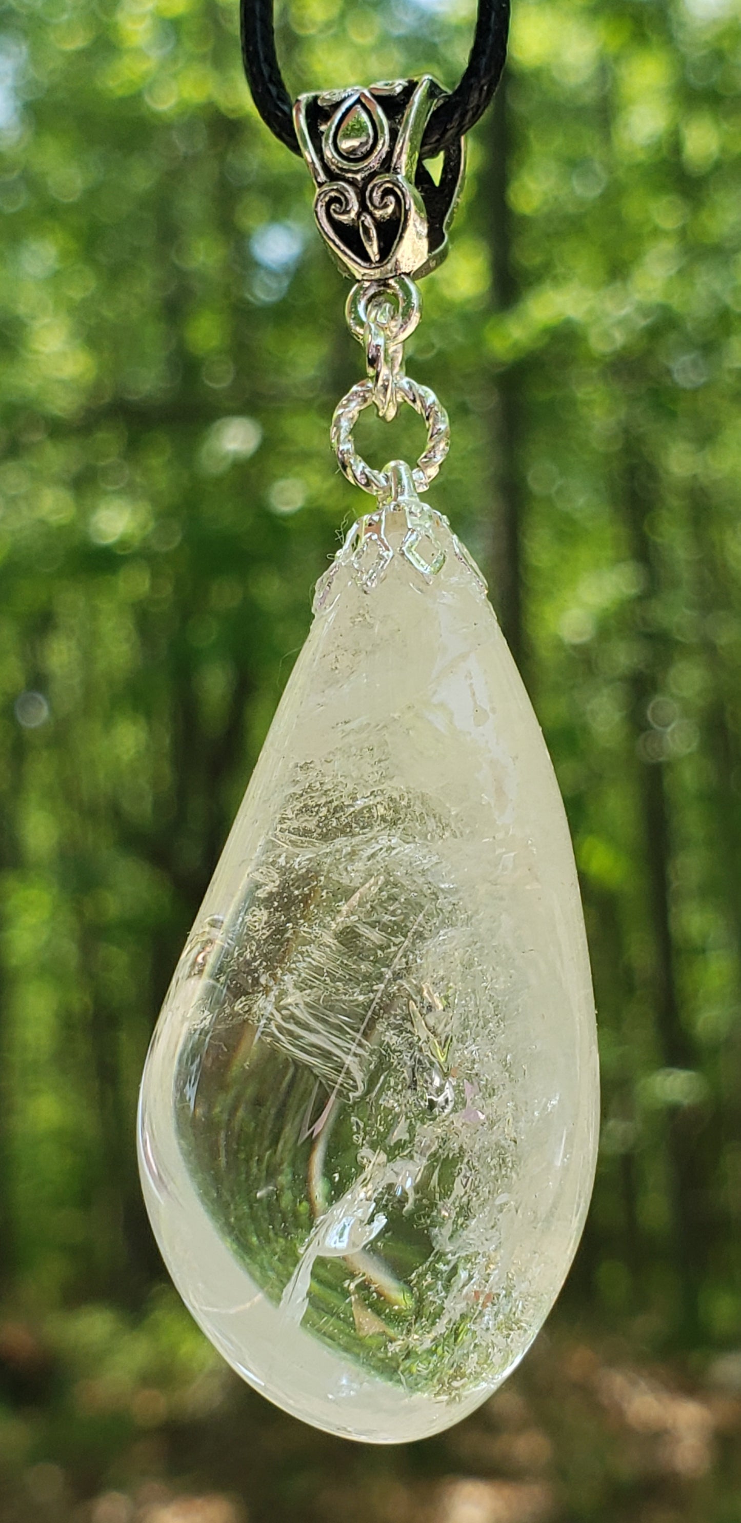 Clear Quartz Crystal Necklace, Self Tumbled Item JL215