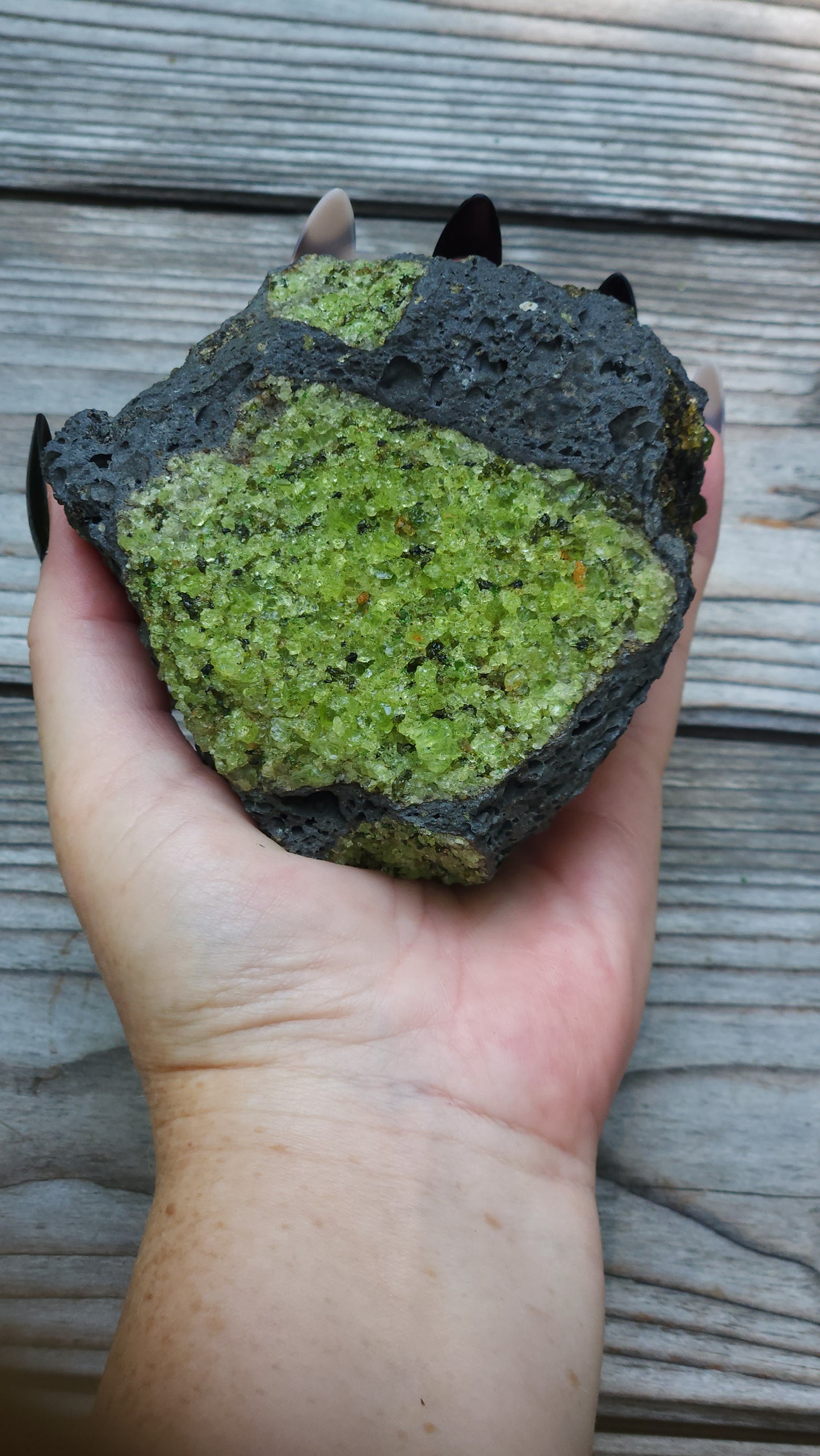 Peridot Olivine on Basalt Specimen Over 1 1/2 lbs ItemSP311