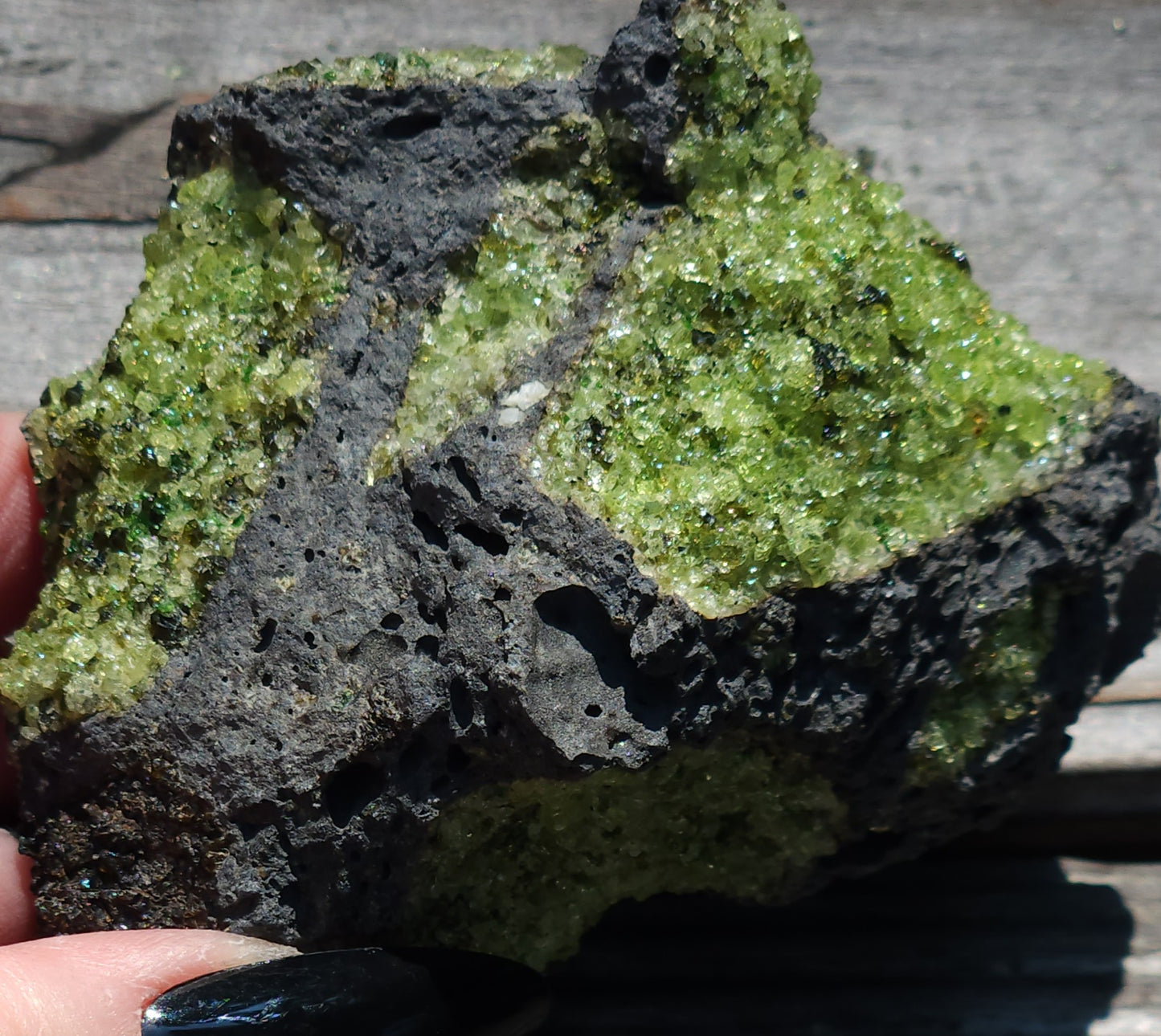 Peridot Olivine on Basalt Specimen ItemSP312