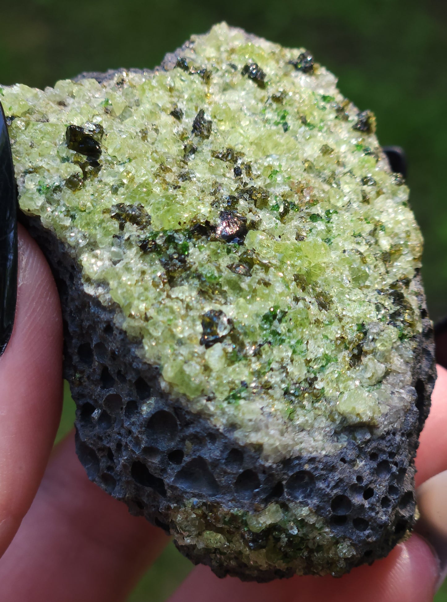 Peridot Olivine on Basalt Specimen ItemSP313