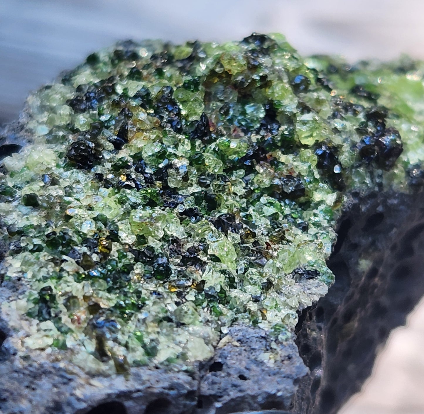 Peridot Olivine on Basalt Specimen ItemSP315