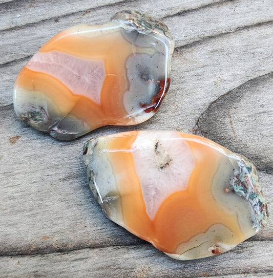 Tumbled Banded Agates Matching Pair,  Self Tumbled, Item TA329