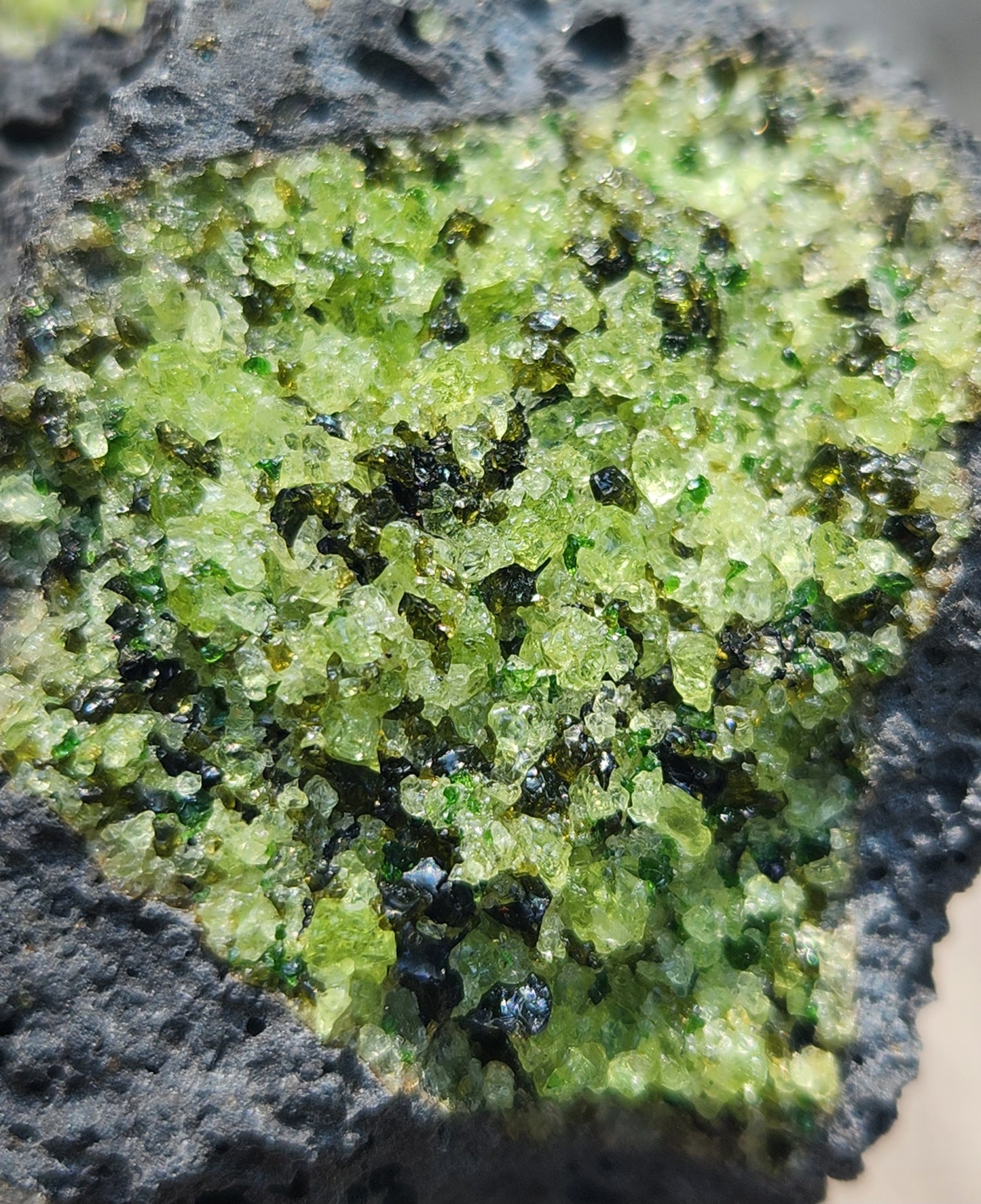 Peridot Olivine on Basalt Specimen ItemSP375