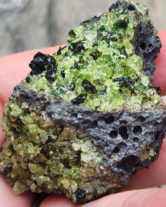 Peridot Olivine on Basalt Specimen ItemSP382