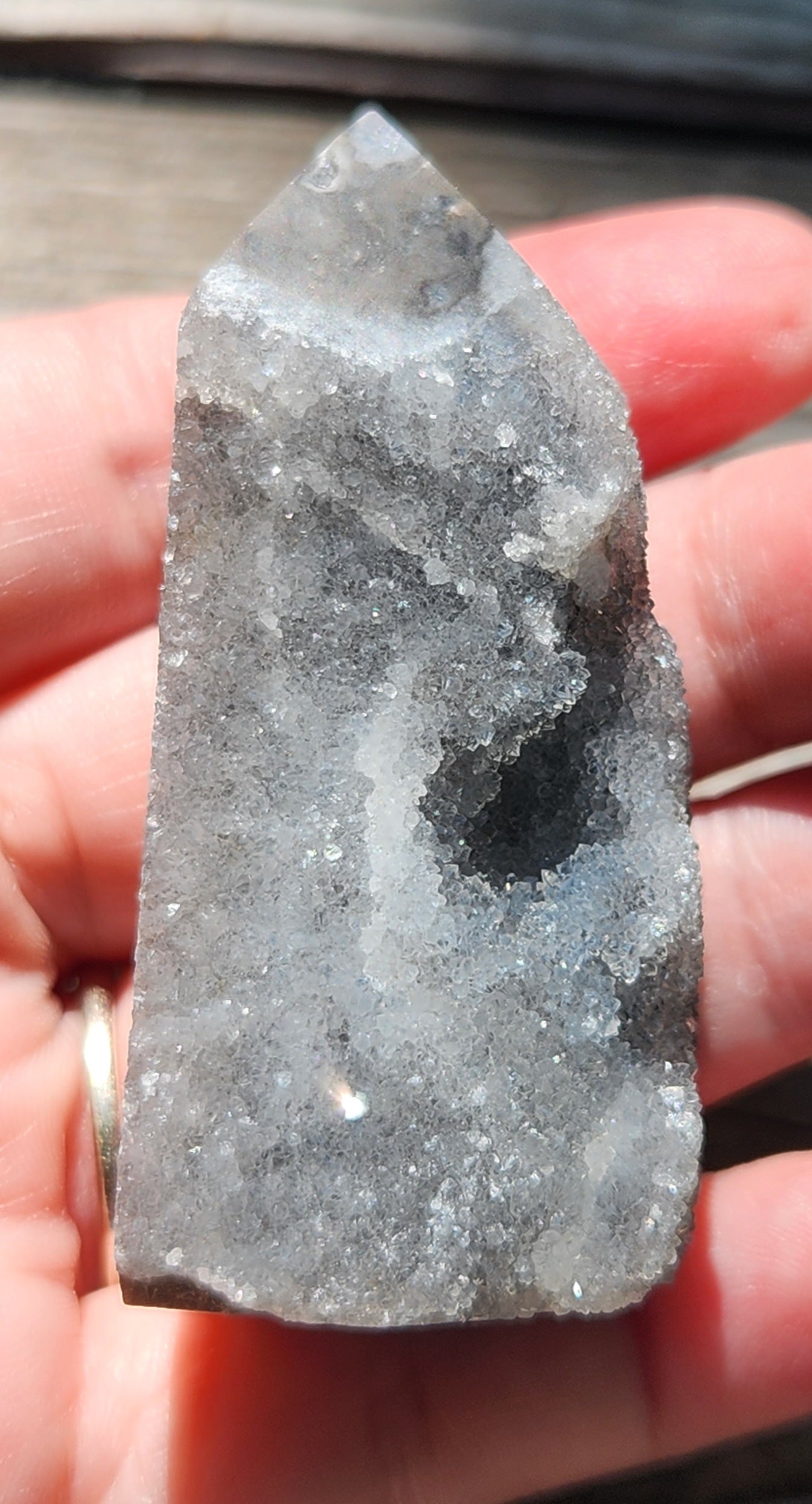 Black Sphalerite Druzy Tower Obelisk Item TW420