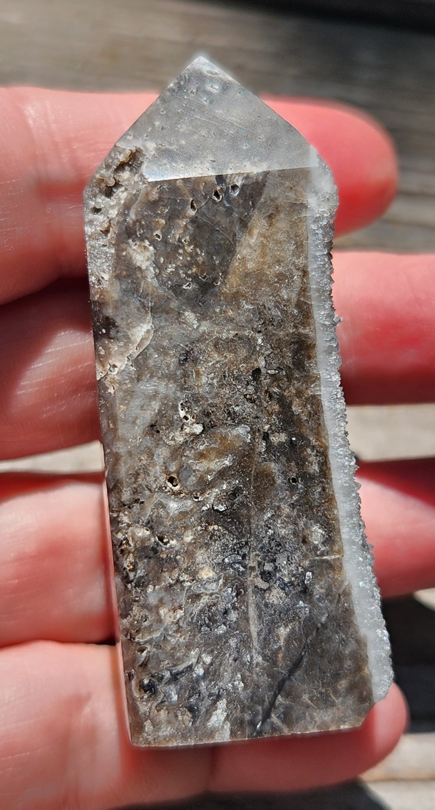 Black Sphalerite Druzy Tower Obelisk Item TW420