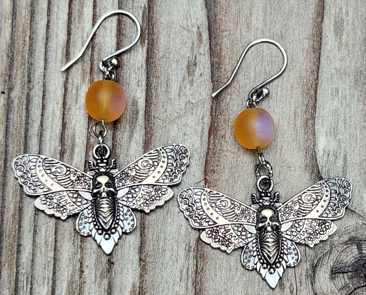 Deaths Head Moth Sterling Silver Earrings Item JL447