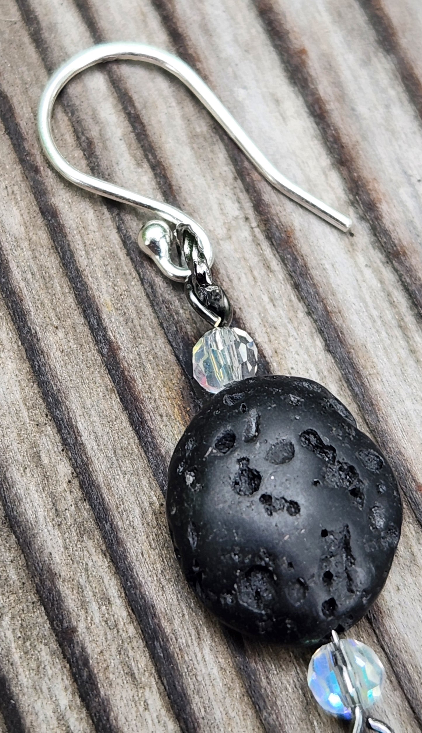 Deaths Head Moth and Lava Bead Sterling Silver Earrings Item JL446