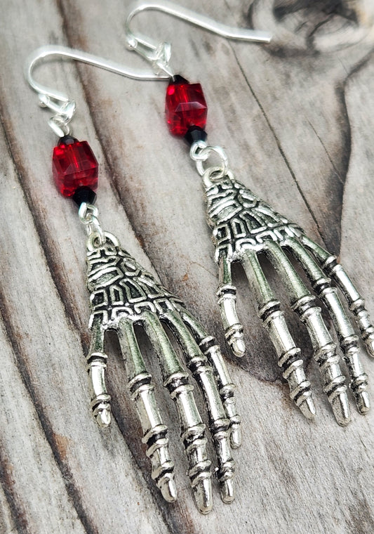Skeleton Hand Sterling Silver Earrings Item JL448