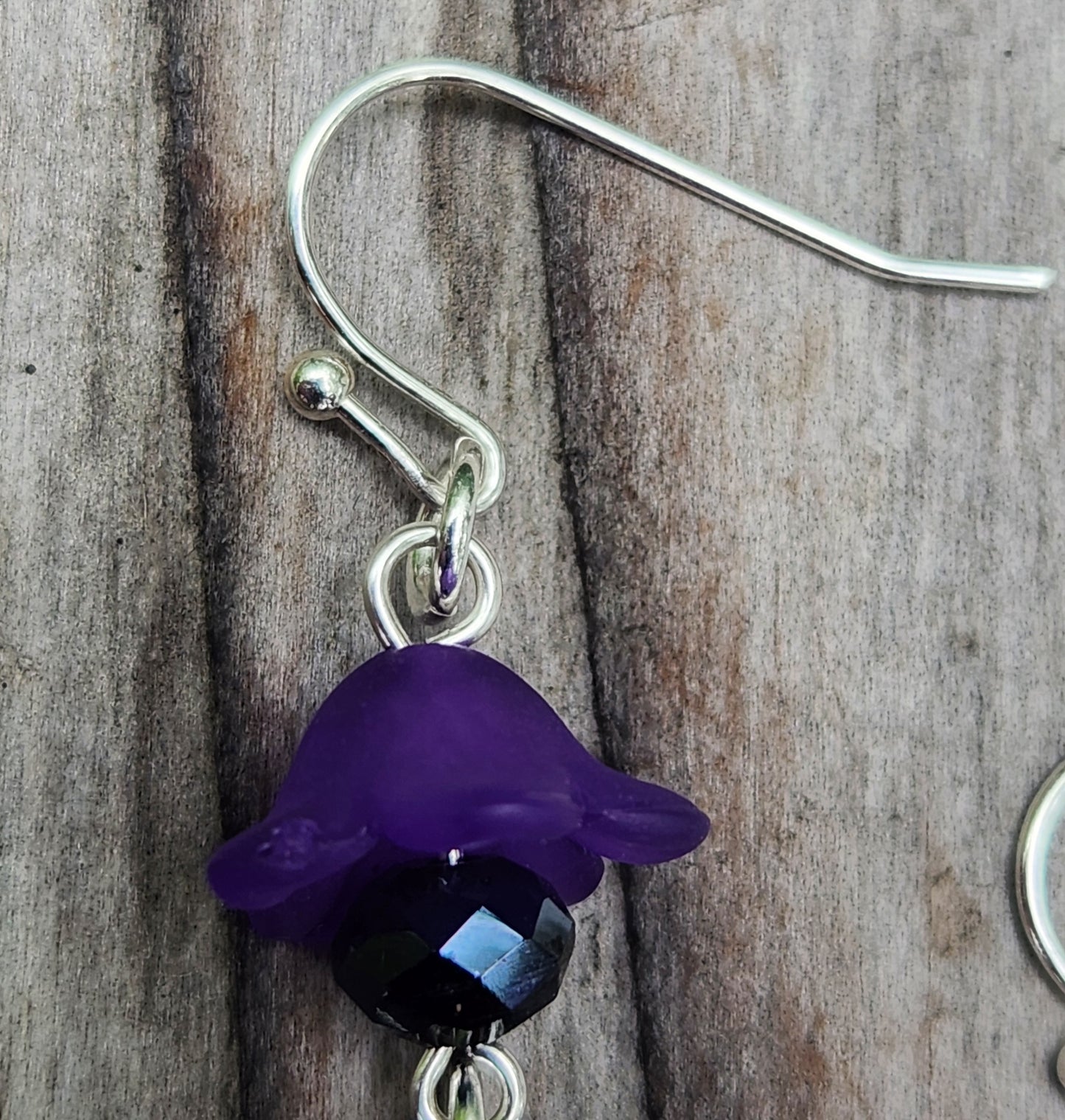 Gothic Butterfly Skull and Purple Flower Sterling Silver Earrings Item JL445